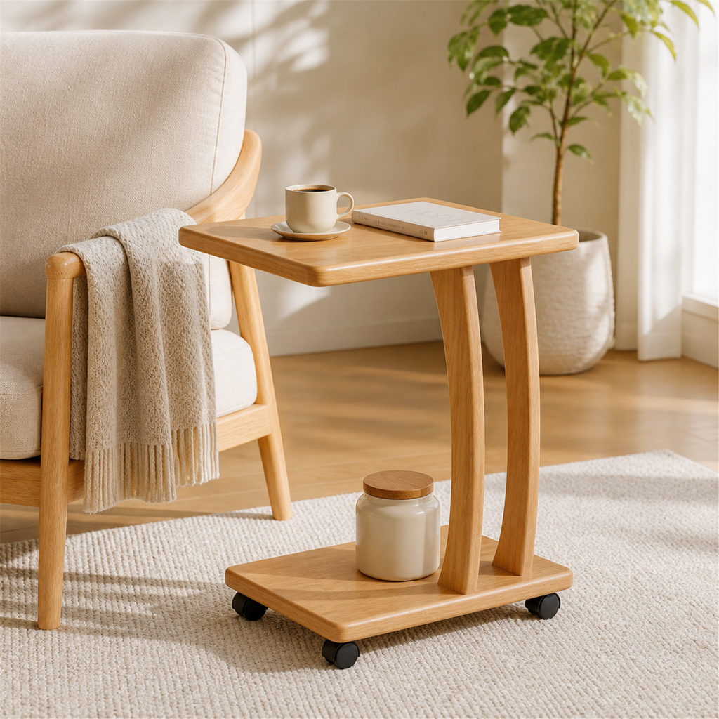 35 cm mobile coffee side table in Cherry Wood coffee corner