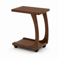 46 cm solid oak flat-top mobile coffee side table on white background