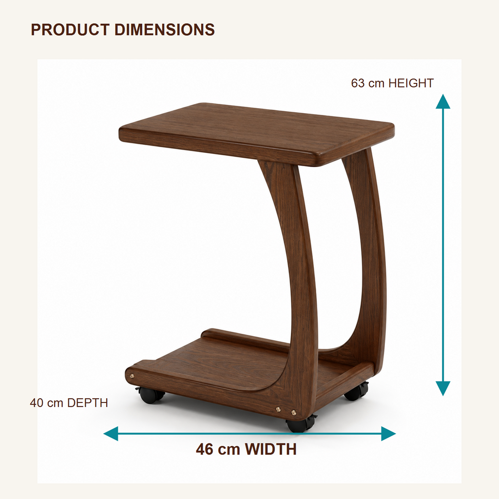 46 cm solid oak mobile coffee side table dimensions