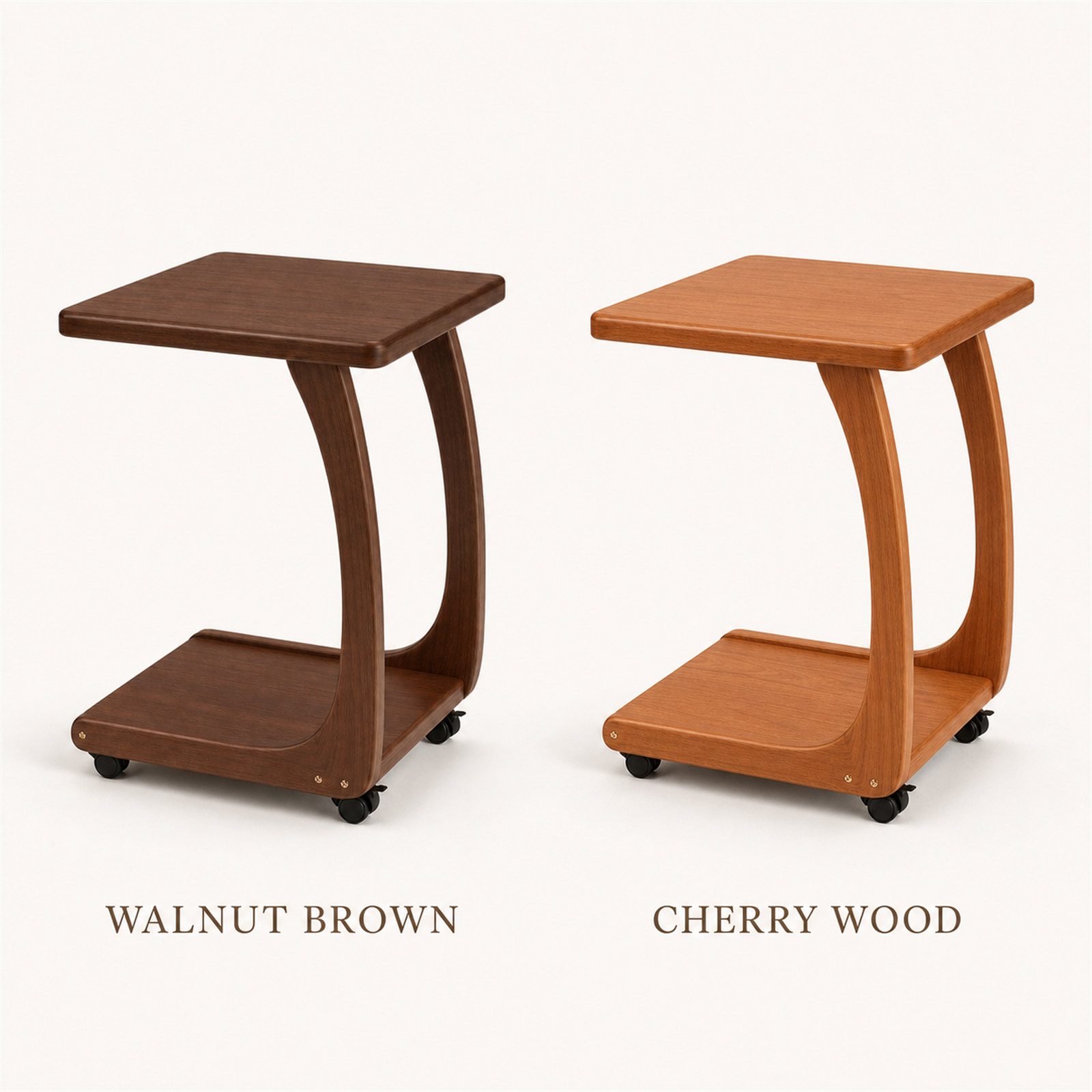 Solid oak mobile coffee side table finish comparison