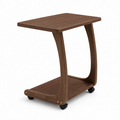 60 cm solid oak flat-top mobile coffee side table on white background
