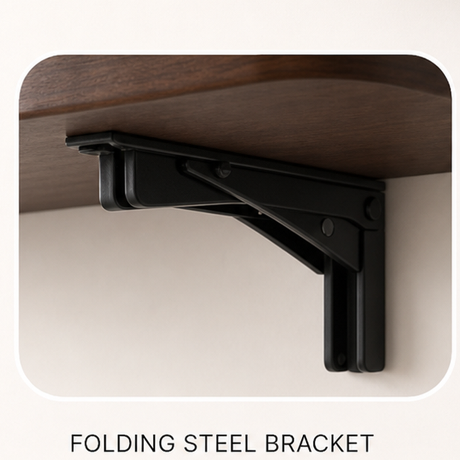 Black steel folding wall bracket detail