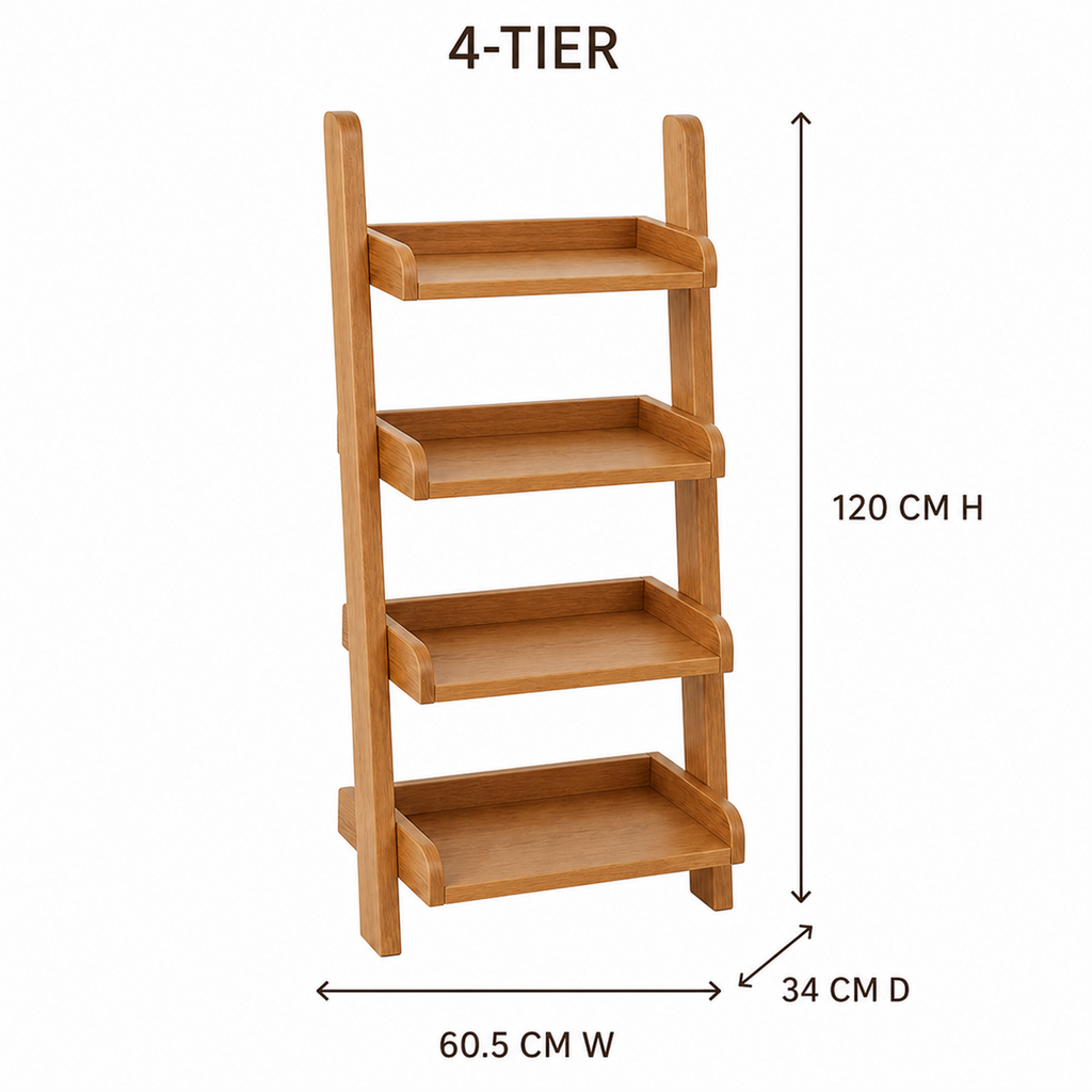 Four-tier ladder coffee shelf dimensions 60.5 by 34 by 120 cm
