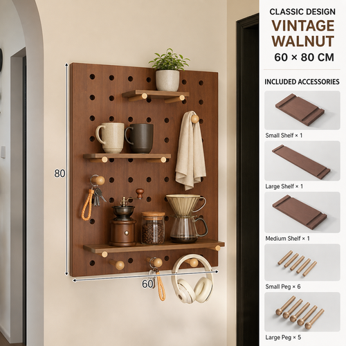 Classic Vintage Walnut decorative coffee corner pegboard