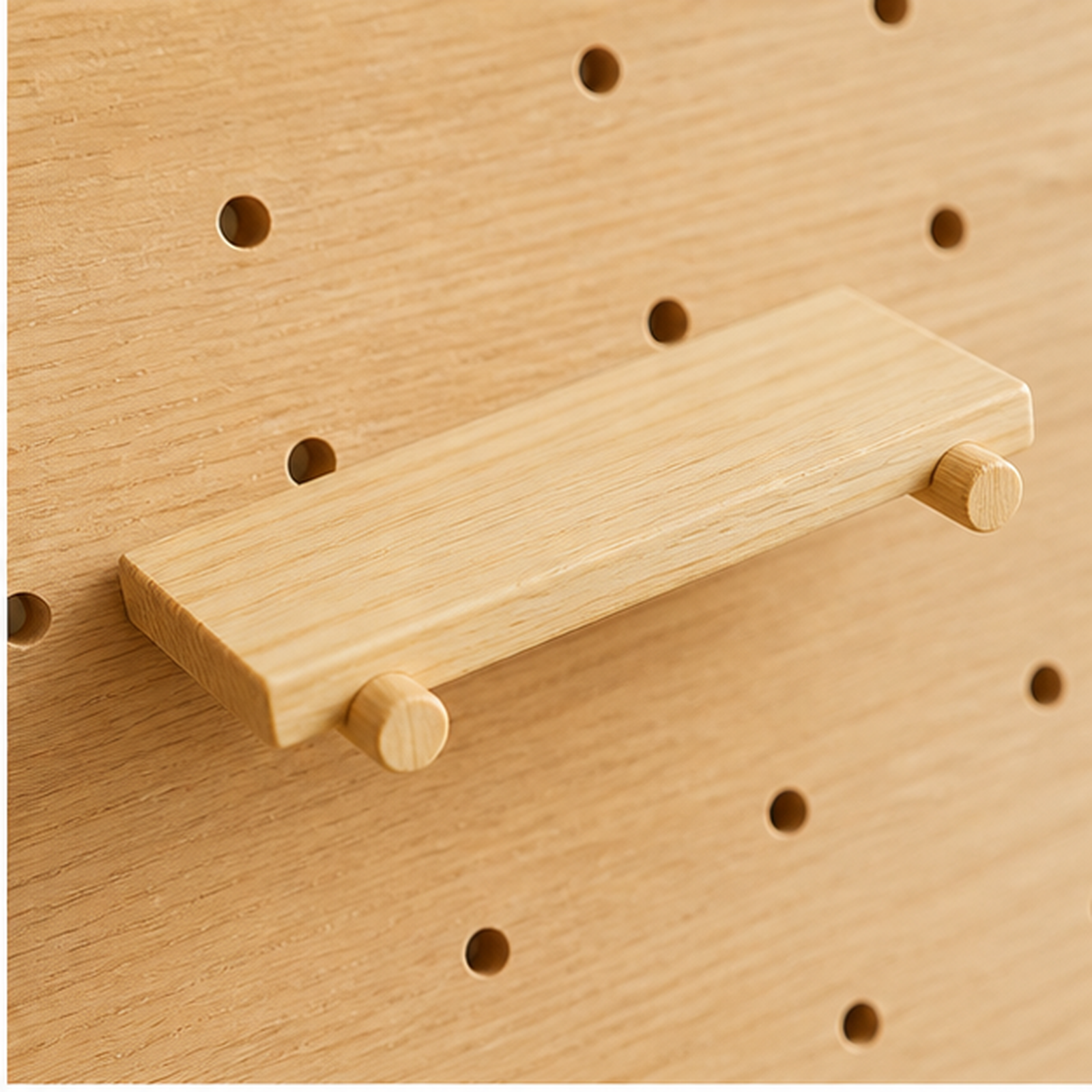 Natural Wood whale coffee pegboard removable shelf and peg detail