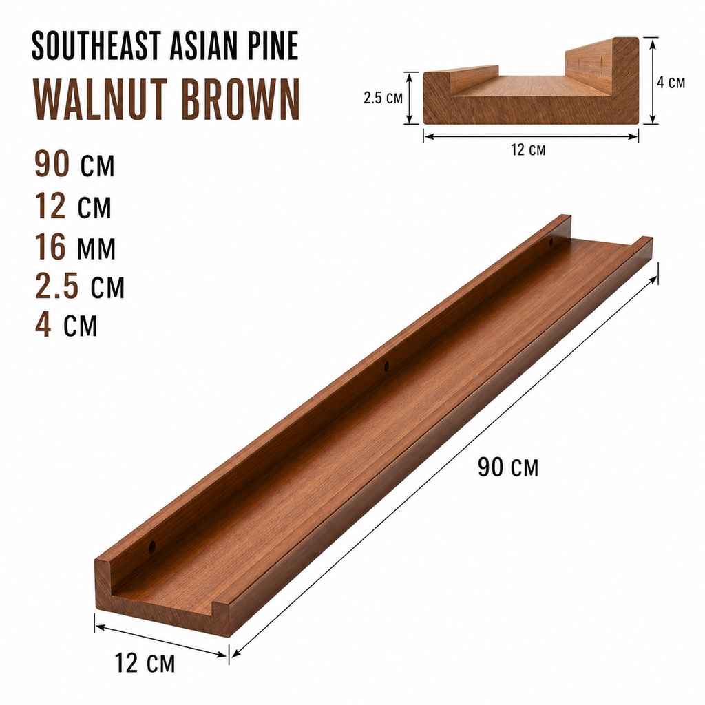 90 cm Southeast Asian pine wall shelf dimensions