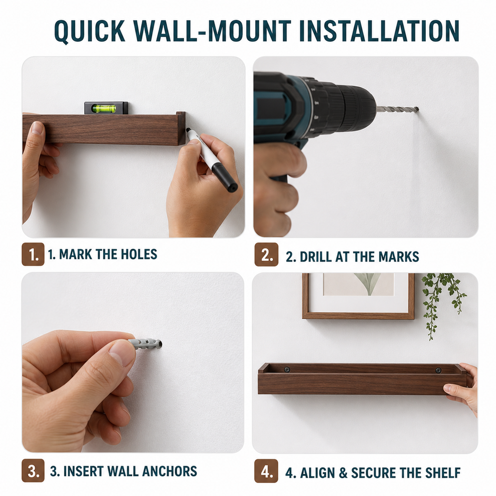 Four-step wall-mount installation guide