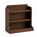 Dark walnut raised-edge three-tier solid wood countertop coffee organizer on white