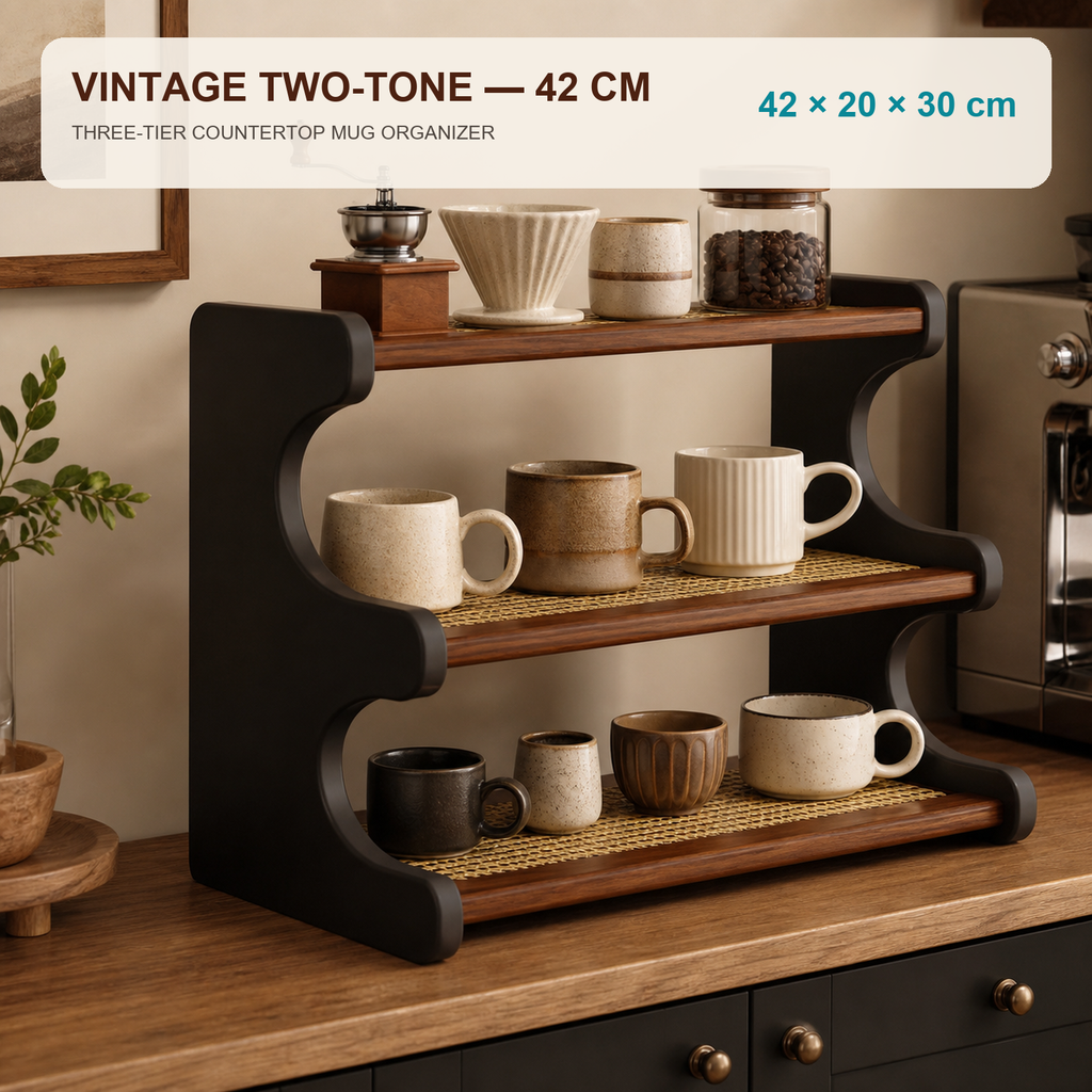Vintage two-tone mug organizer dimensions 42 by 20 by 30 cm