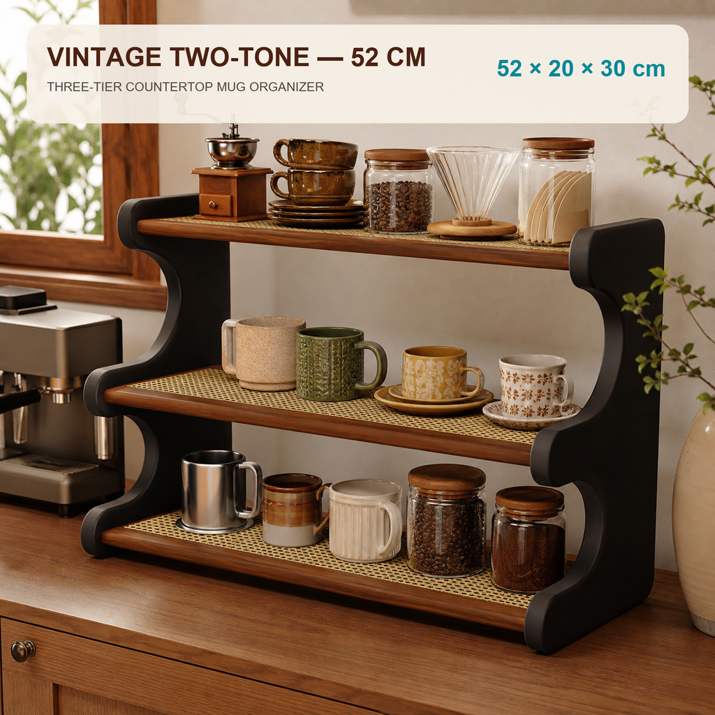 Vintage two-tone mug organizer dimensions 52 by 20 by 30 cm