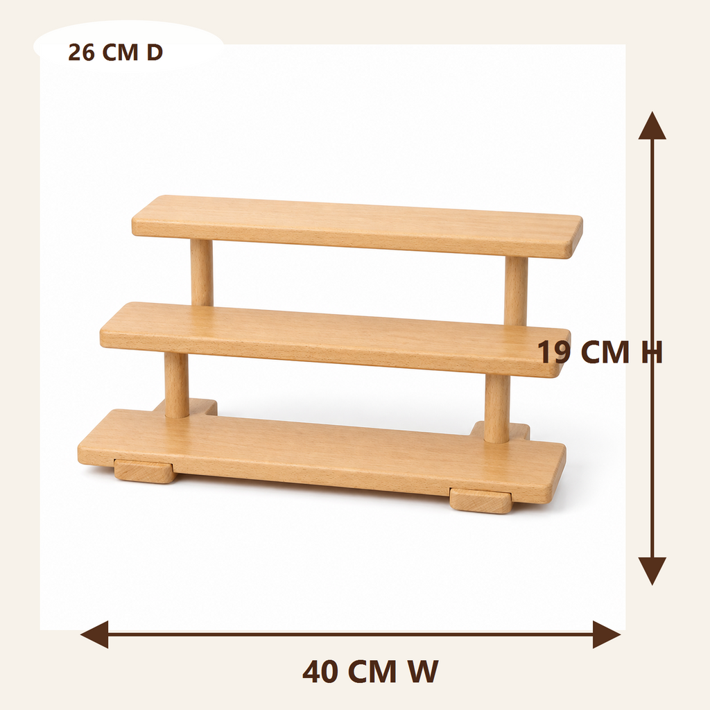 Three-tier countertop shelf dimensions 40 by 26 by 19 centimeters