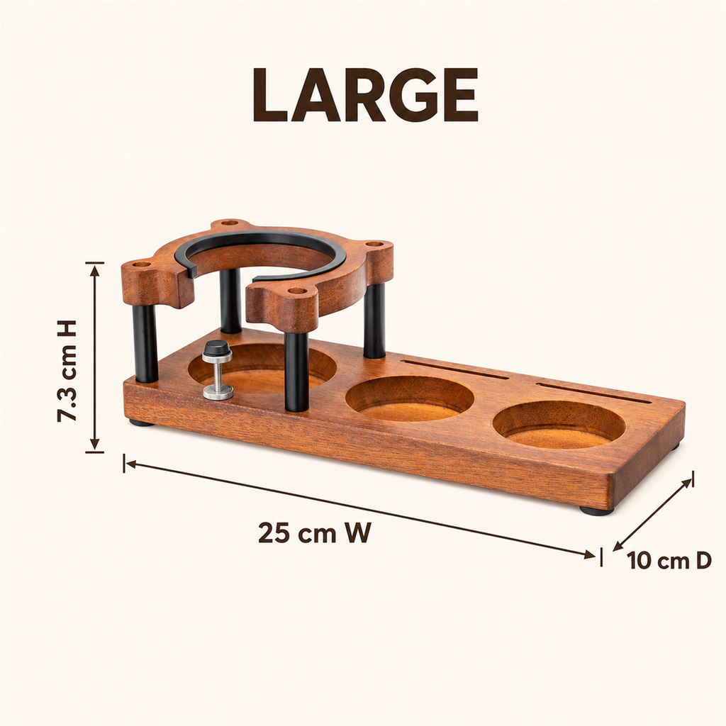 Large sapele espresso tool organizer dimensions 25 by 10 by 7.3 centimeters