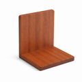 Single solid wood L-shaped wall display shelf on white background