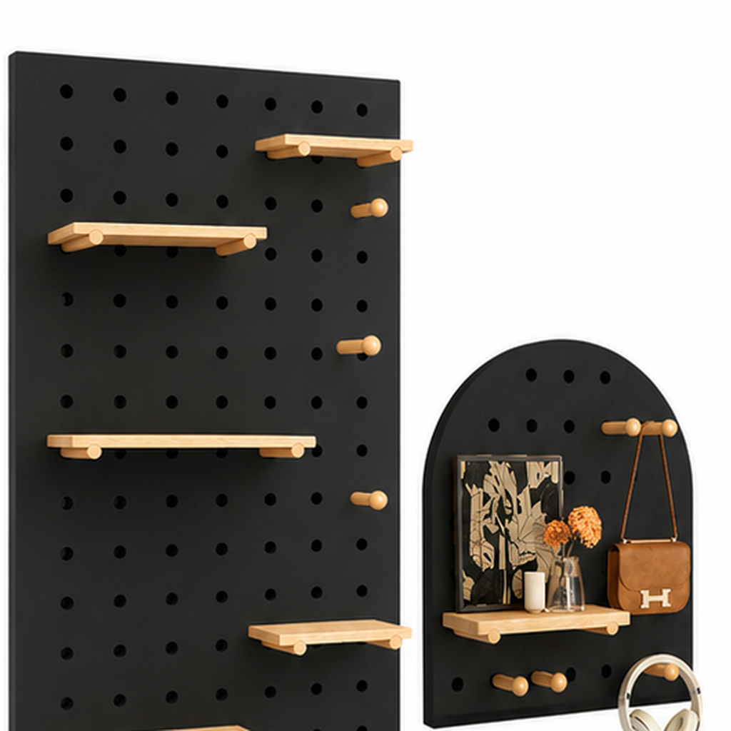 Textured Black Classic and Arch coffee pegboard design comparison