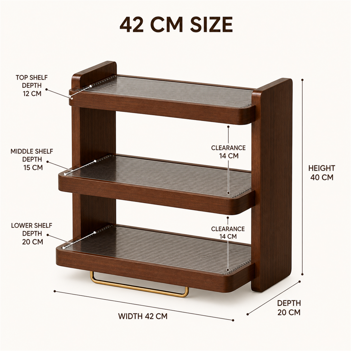 42 cm three-tier countertop coffee organizer dimensions