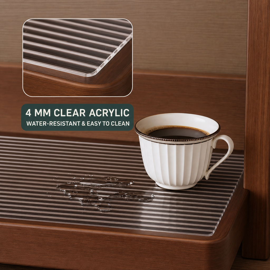 4 mm clear acrylic shelf is water-resistant and easy to clean