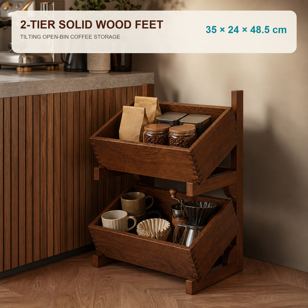 Two-tier fixed-foot coffee organizer dimensions 35 by 24 by 48.5 cm