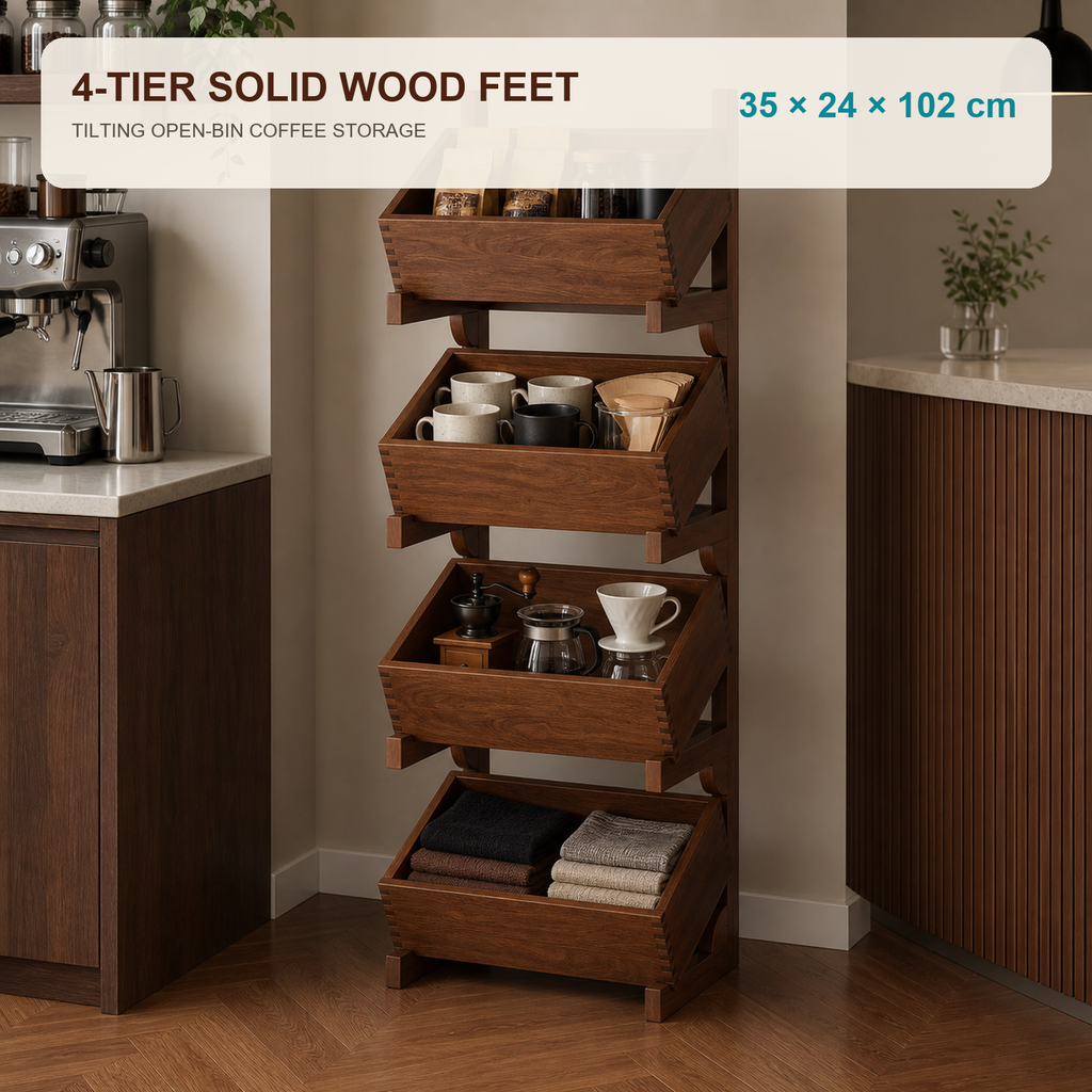 Four-tier fixed-foot coffee organizer dimensions 35 by 24 by 102 cm
